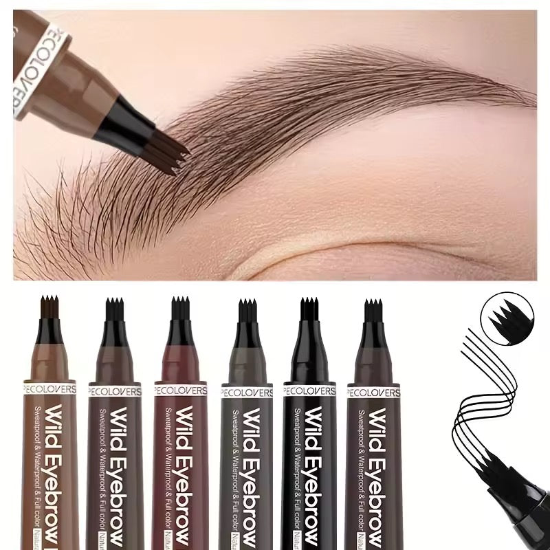 Waterproof 4-Fork Eyebrow Pen – Natural Brow Tattoo Effect