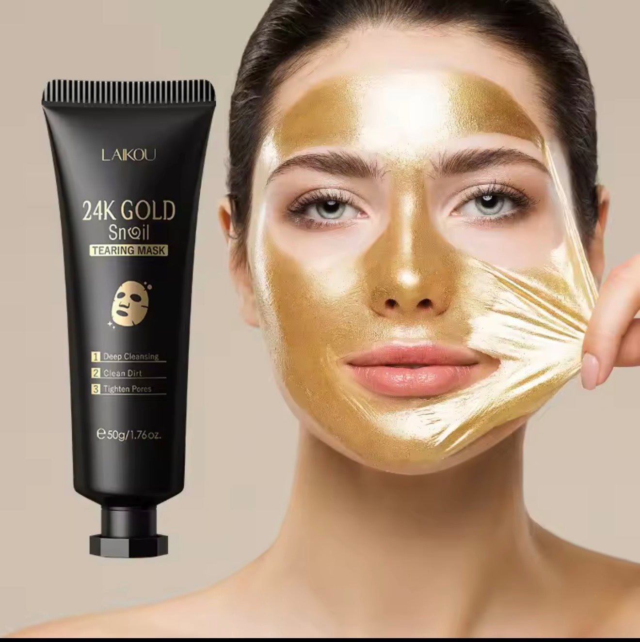 LAIKOU 24K Gold Peel Off Face Mask – Deep Cleansing & Pore Care
