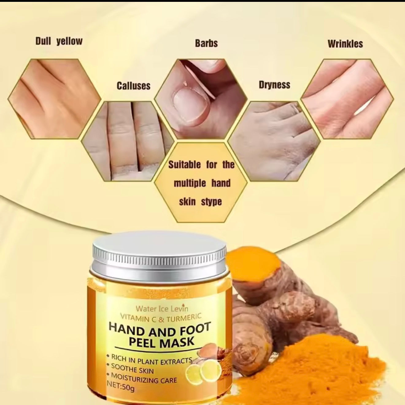 Vitamin C & Turmeric Hand & Foot Peel Mask – Brightening & Moisturizing Ca