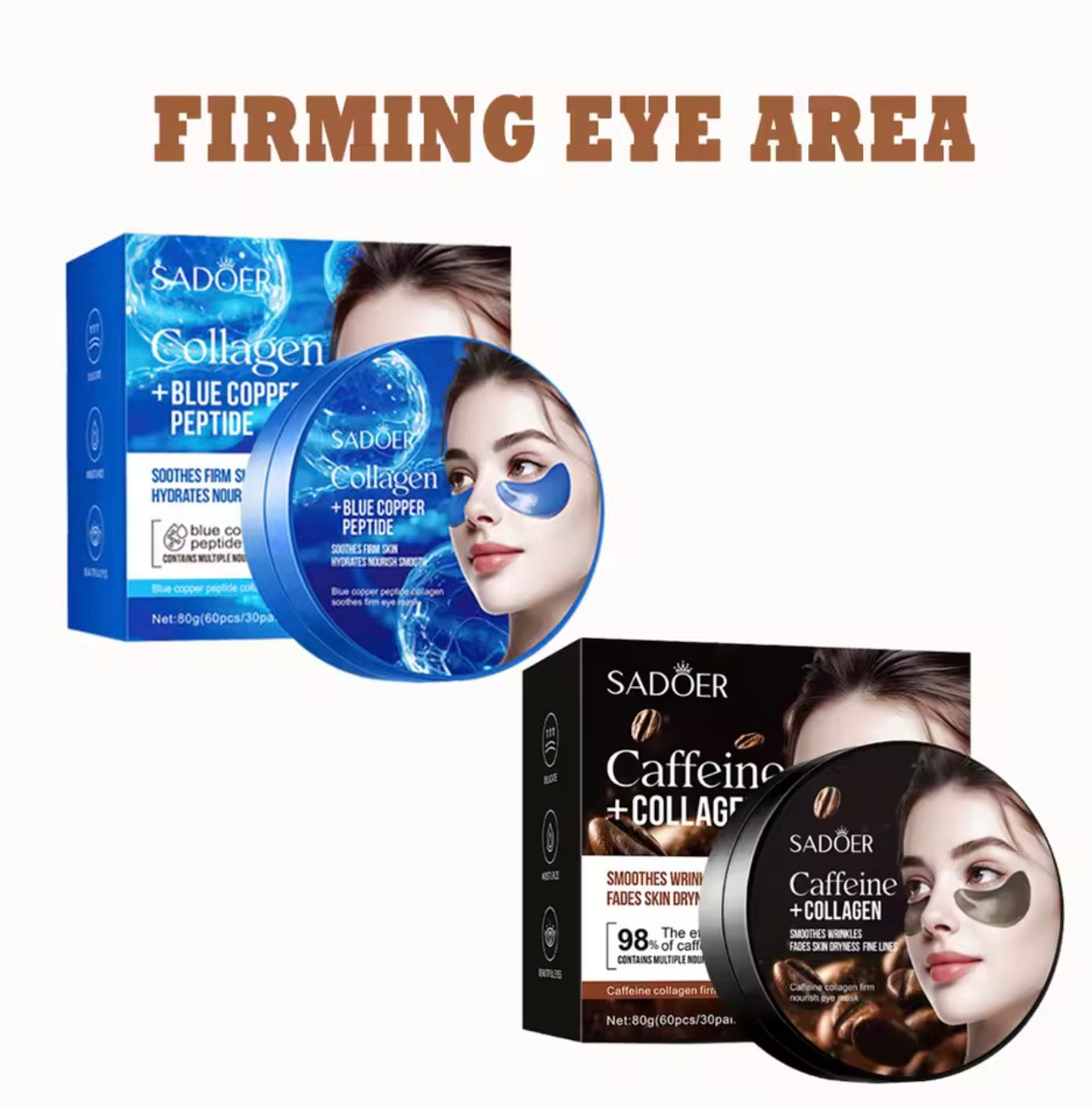 SADOER Caffeine Collagen Eye Patches – Anti-Wrinkle Eye Care