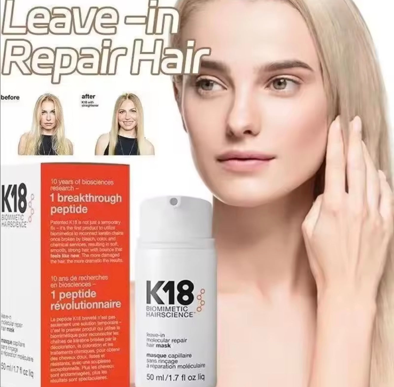 K18 Leave-In Molecular Repair Hair Mask – Deep Repair & Smooth Hair (50ml)