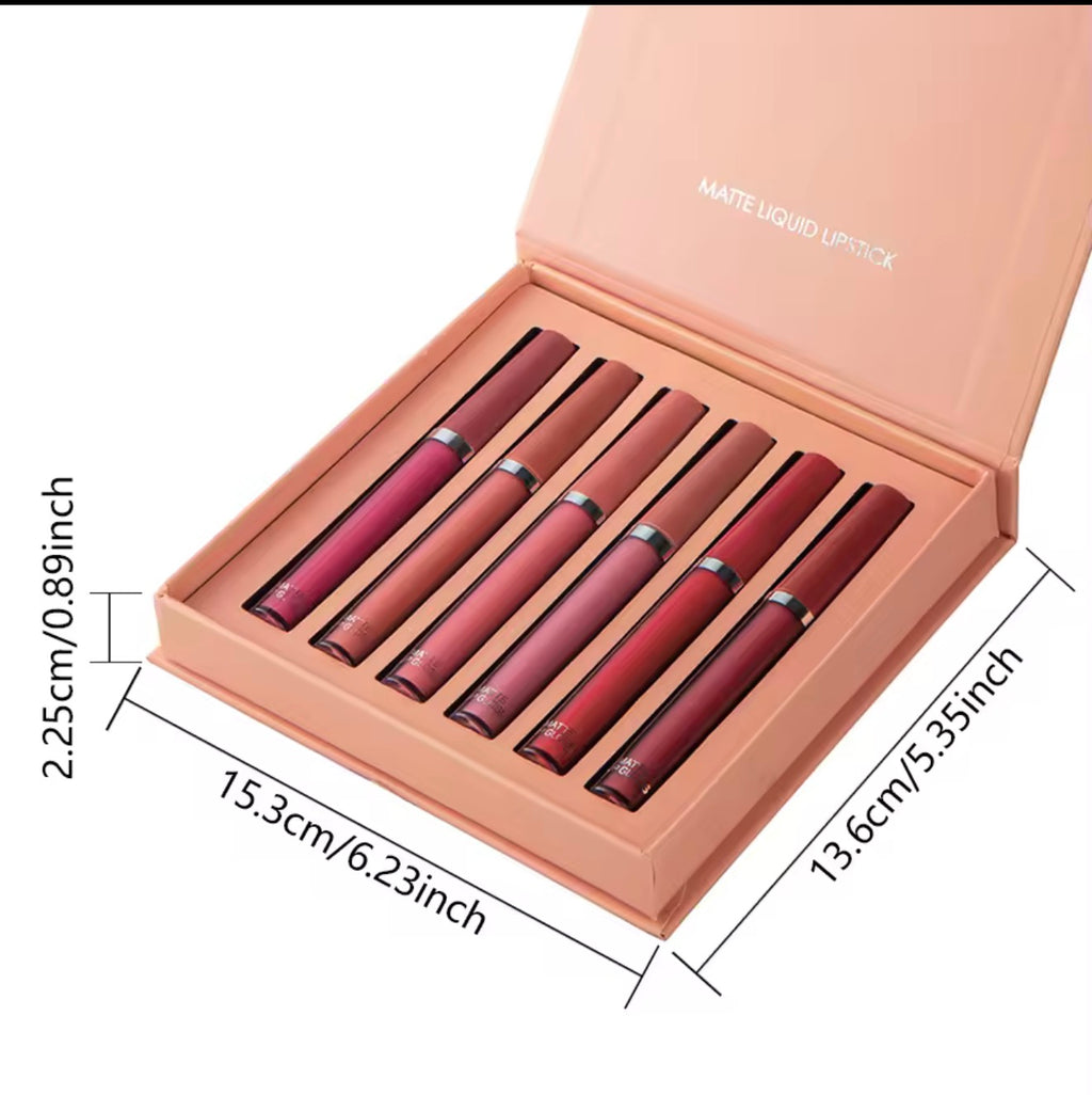6 Color Matte Liquid Lipstick Set – Waterproof & Long Lasting
