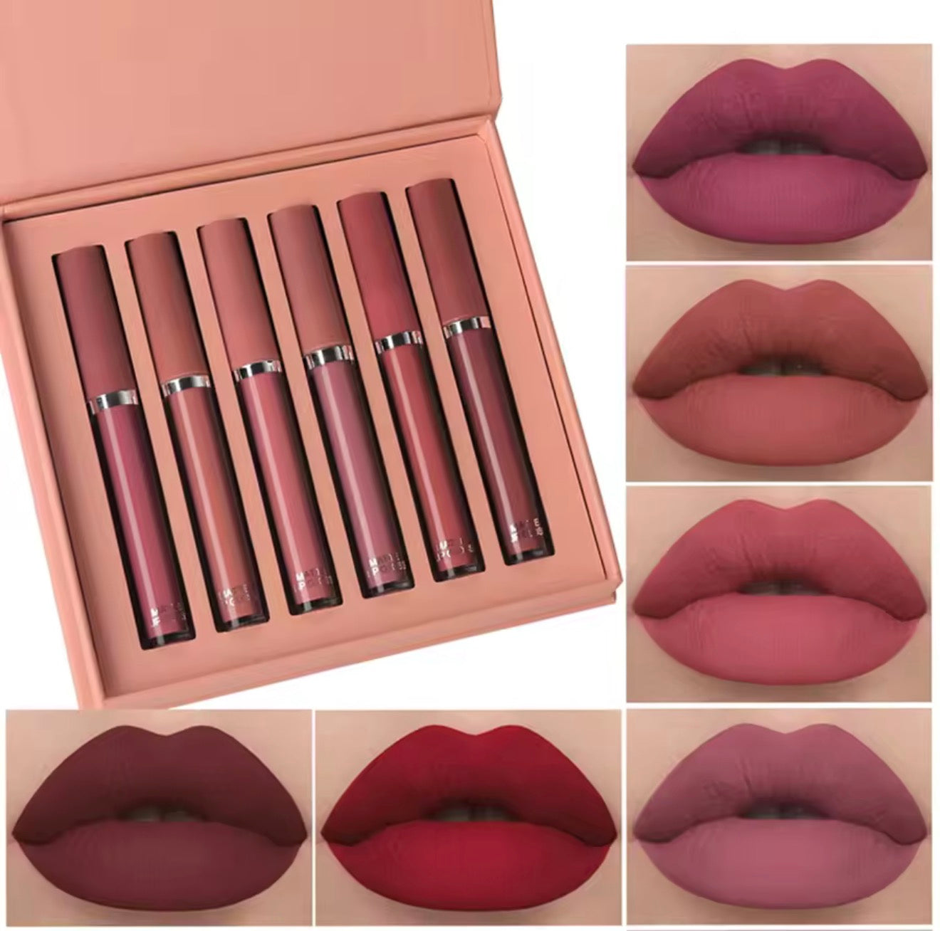 6 Color Matte Liquid Lipstick Set – Waterproof & Long Lasting